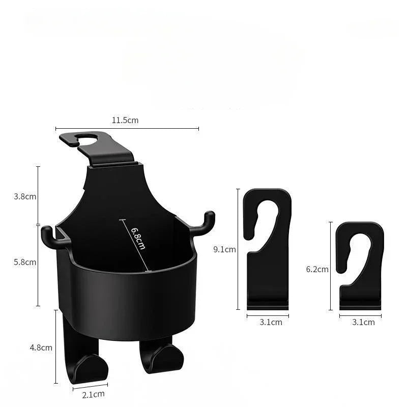 Car Seat Headrest Hook Hanger – Multi-Purpose Storage Organizer with Cup Holder for Handbags & Auto Accessories
