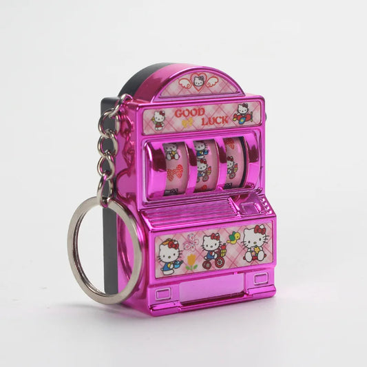 Mini Kawaii Slot Machine Keychain — Hello Kitty, Kuromi, My Melody & Cinnamon, Turnable Stress Relief Toy, Child Gift