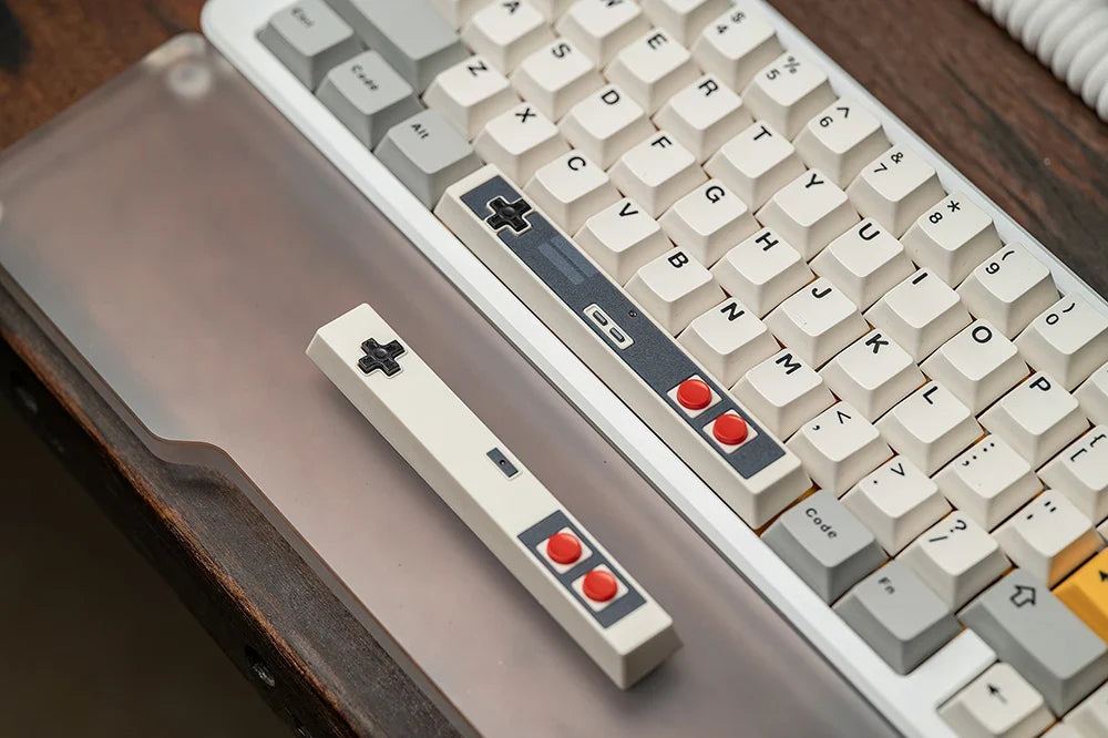 Retro Gamepad Keycap 6.25u Spacebar – Artisan ABS Keycap for MX Switches, Black & White for Mechanical Gaming Keyboards