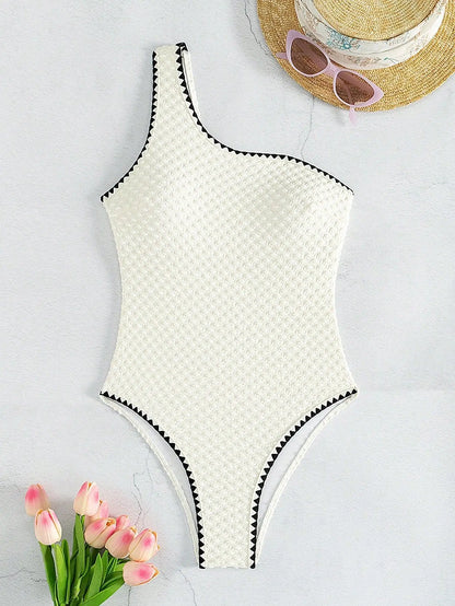 White 2-Piece Strapless Swimwear – Sexy Bandeau Backless Lace-Up Patchwork Bikini Set for Women, 2025 New
