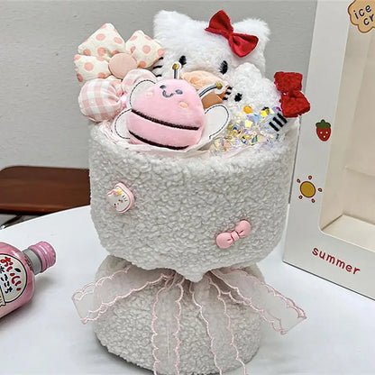 Sanrio Hello Kitty Plush Bouquet – Cute Cartoon Flowers with Cinnamoroll, Kuromi & My Melody Toys for Girls & Holiday Gifts