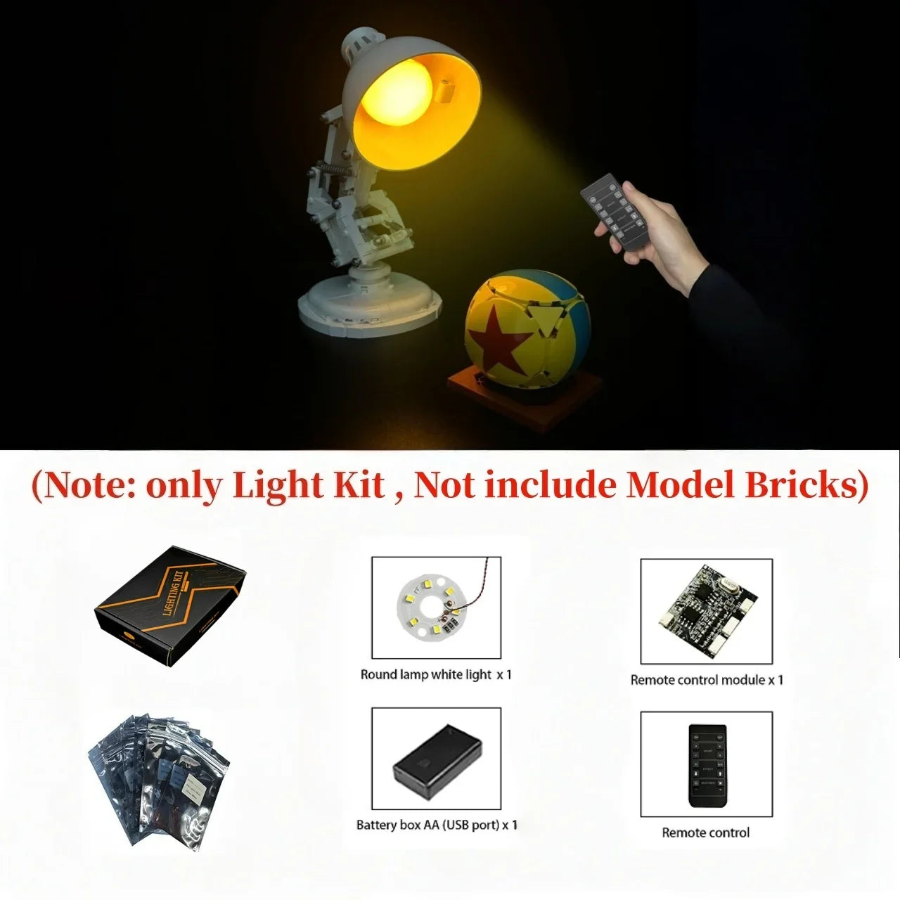 LYBMTWF LED Light Kit for LEGO Luxo Jr. - DIY Building Block Display Lighting Set, Model Not Included
