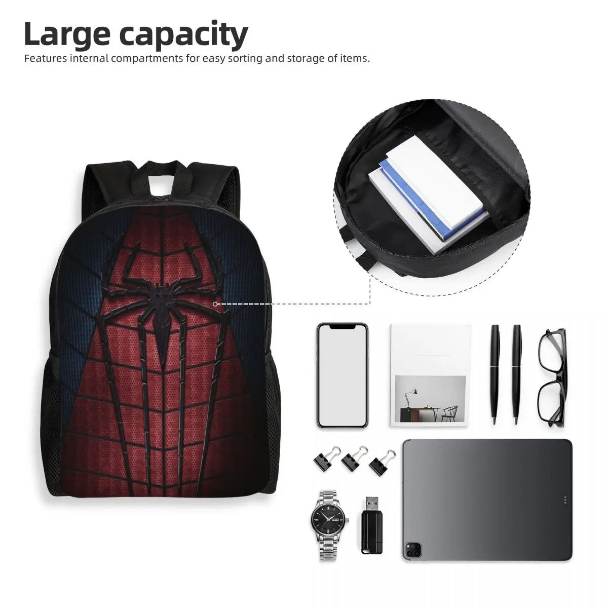 Custom Spider-Man Web Backpack – Water-Resistant School & College Bag for Men and Women