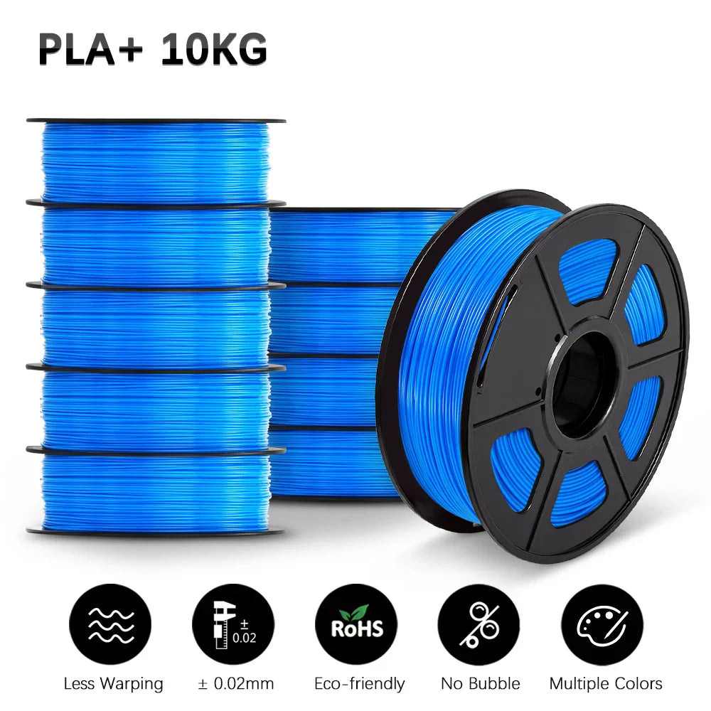 SUNLU 10KG 3D Printer Filament Set – 1.75mm PLA, PETG, PLA+ & Clear, 10 Rolls x 1KG Neatly Wound for 3D Printers & 3D Pens