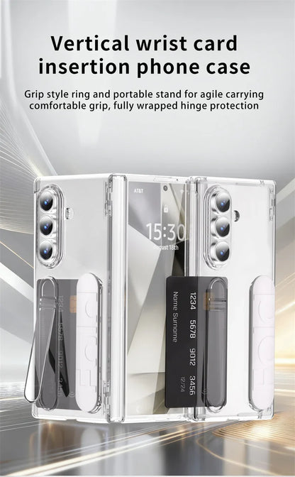 Vertical Wristband Card Slot Kickstand Case for Samsung Galaxy Z Fold 4-7 – Invisible Wrist Stand Protective Cover