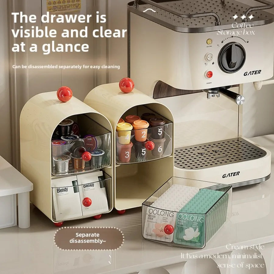Desktop Coffee & Tea Organizer – Corner Storage Box Drawer for Office, Table, Capsules, and Tea Bags