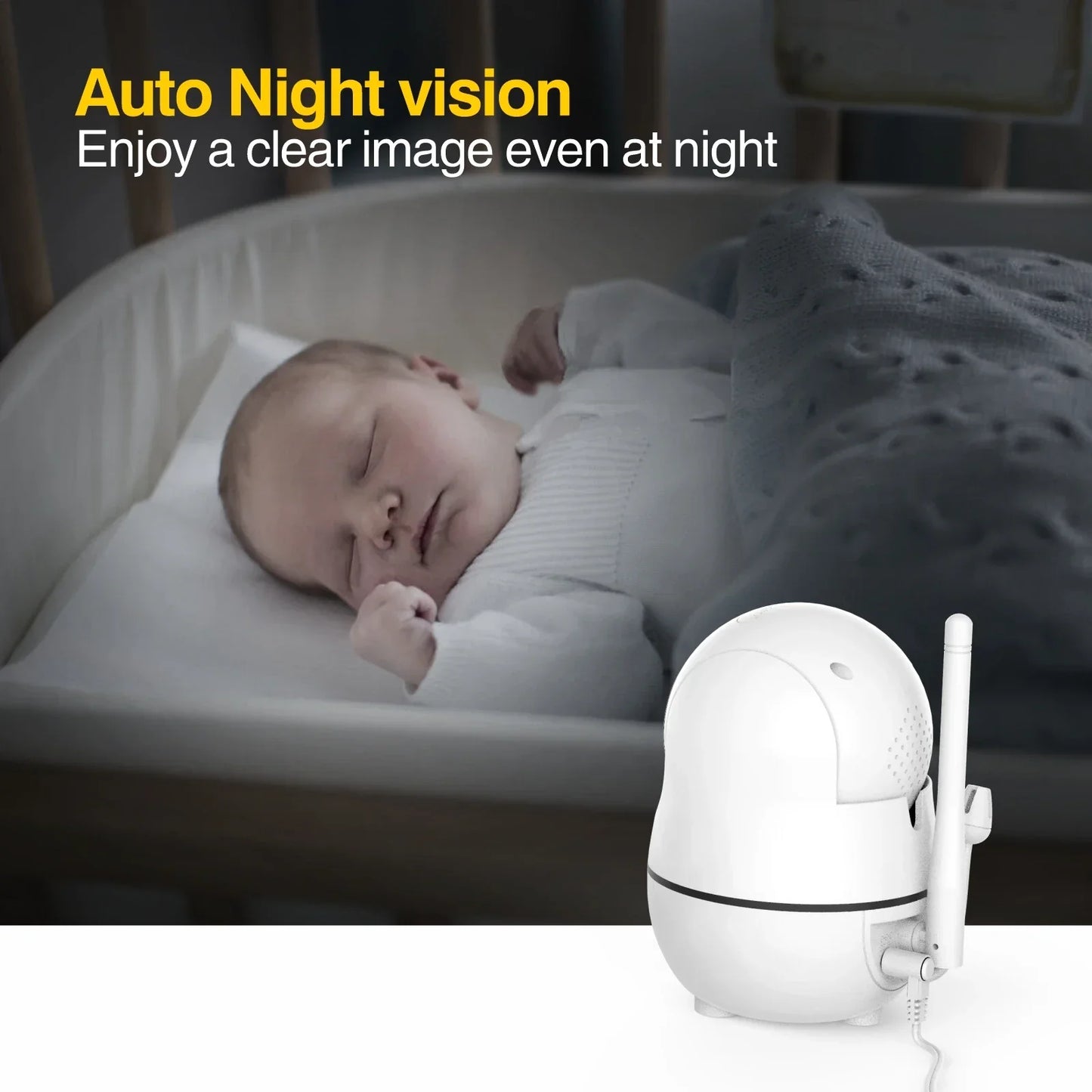 Babystar 7" Video Baby Monitor – 1080P HD IPS Display, Supports 2 HD Cameras, 24-Hour Battery, 1000ft Range, Split-Screen Babyphone