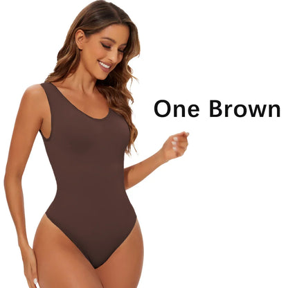 Women’s Seamless Shapewear Bodysuit – Light Tummy Control Thong Body Shaper Slimming Flat Belly Open Crotch Underwear