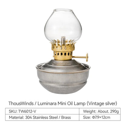 ThousWinds Luminara Mini Oil Lamp – Windproof Portable Retro Lantern with 20-Hour Burn Time for Camping and Hiking