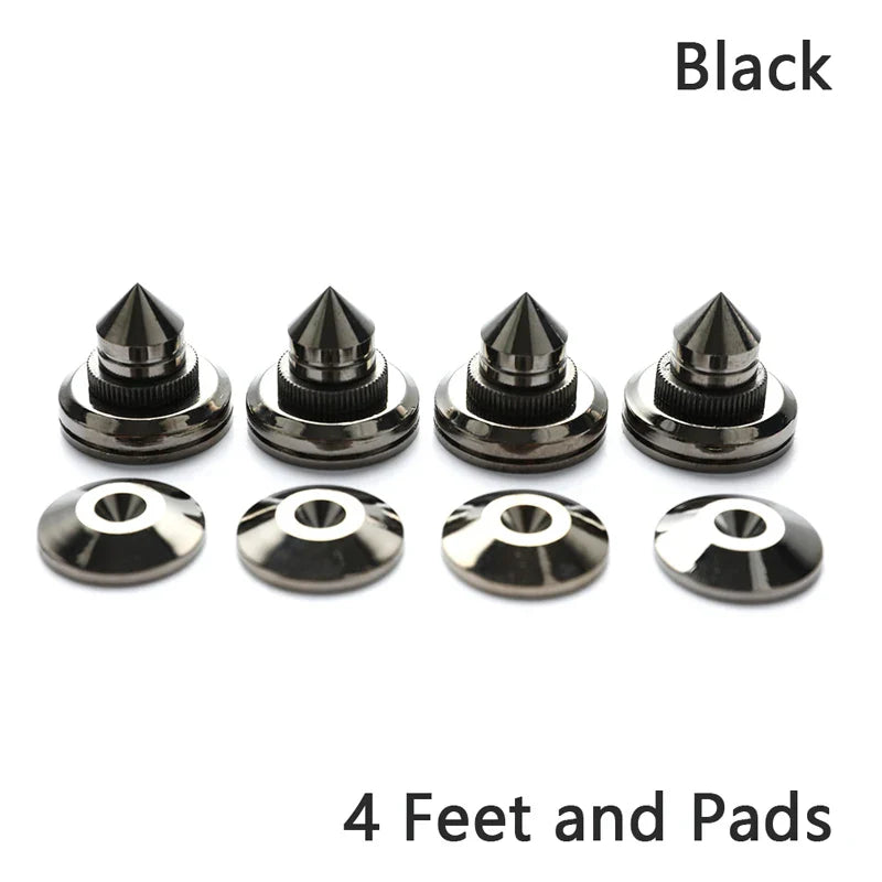 4PCS Speaker Stand Feet Pads — 30x27mm Pure Copper/Silver Spikes for Loudspeaker Boxes with M28x26 Nails