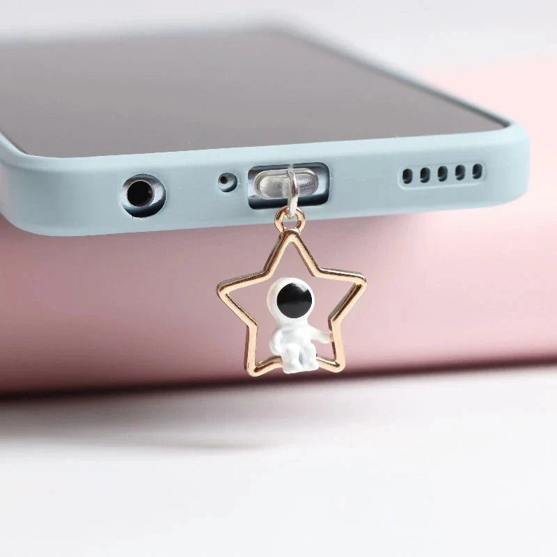 Astronaut Dust Plug Charm - Cute Charge Port Anti Dust Plug, Kawaii USB Type C Plug for iPhone Earphone Jack, Stopper Cap Pendant