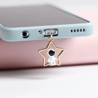 Astronaut Dust Plug Charm - Cute Charge Port Anti Dust Plug, Kawaii USB Type C Plug for iPhone Earphone Jack, Stopper Cap Pendant