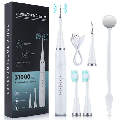 Electric Toothbrush with Sonic Cleaning – 3-in-1 Tartar Removal, Teeth Whitening, USB Charging, Replaceable Brush Head