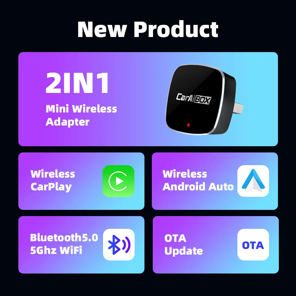EKIY 2-in-1 Wireless CarPlay & Android Auto Dongle – AI Smart Box for Cars with Wired CarPlay