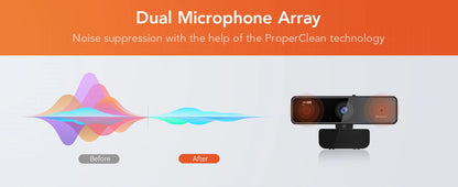 NUROUM V11 2K Webcam with Dual Microphones – 1080P 60fps & 1440P 30fps USB Camera for PC & Laptop