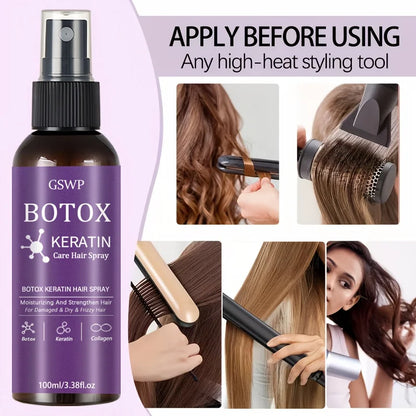 GSWP Botox Keratin Hair Treatment Spray - Leave-In Moisturizing Formula to Strengthen Hair, Reduce Tangles & Split Ends