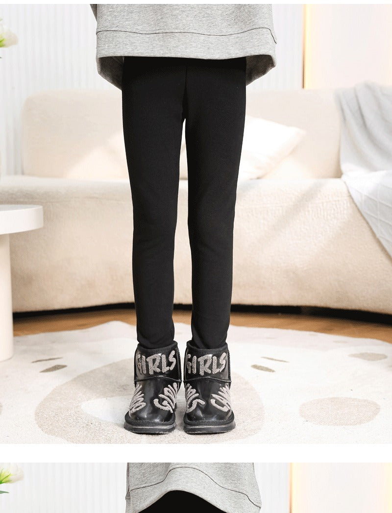 Winter Girls’ Fleece-Lined Thickened Trousers – Slim-Fit, Elastic Candy-Colored Pants to Keep Your Princess Cozy