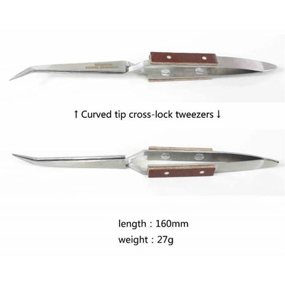 Self-Locking Jewelry Soldering Tweezers Set – Curved & Straight Rebound Precision Welding Repair Tool