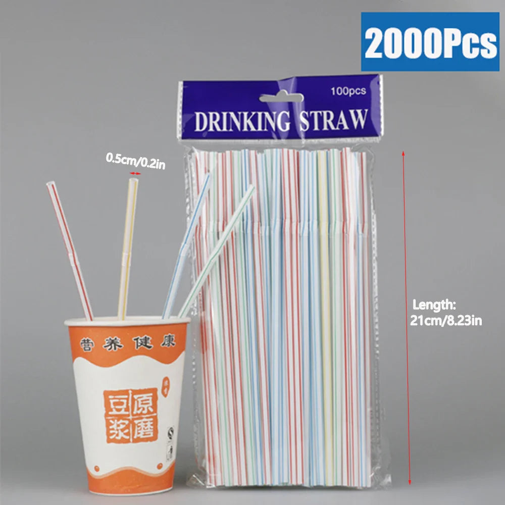 50-3000Pcs Multicolor Drinking Straws - Black Beverage Straws for Milk Tea, Bar, Party, Wedding & Kitchen Accessories
