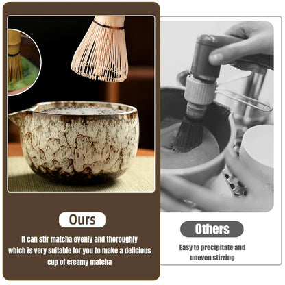 6PCS Japanese Matcha Tea Set – Bamboo Whisk, Teaspoon, Bowl & Whisk Holder for Tea Lovers, Tea-Making Tools