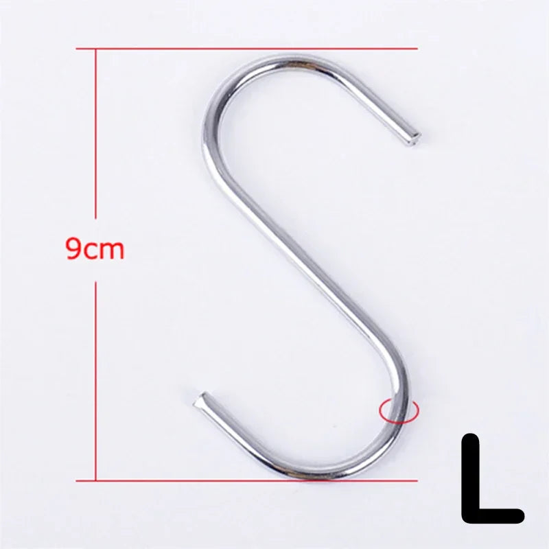 Stainless Steel Sharp Tip S Hooks – Hanging Utensil, Meat, and Clothes Hangers for Kitchen & Butcher Shop
