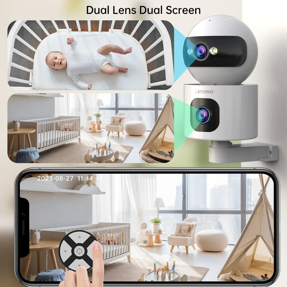 Lenovo 4K IP Camera – 5G WiFi Dual-Lens Smart Home CCTV, Wireless Surveillance with Auto Tracking, Security & Baby Monitor