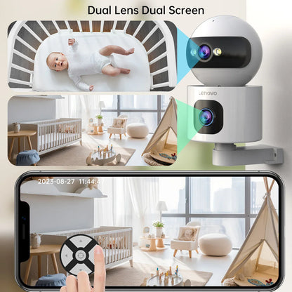 Lenovo 4K IP Camera – 5G WiFi Dual-Lens Smart Home CCTV, Wireless Surveillance with Auto Tracking, Security & Baby Monitor