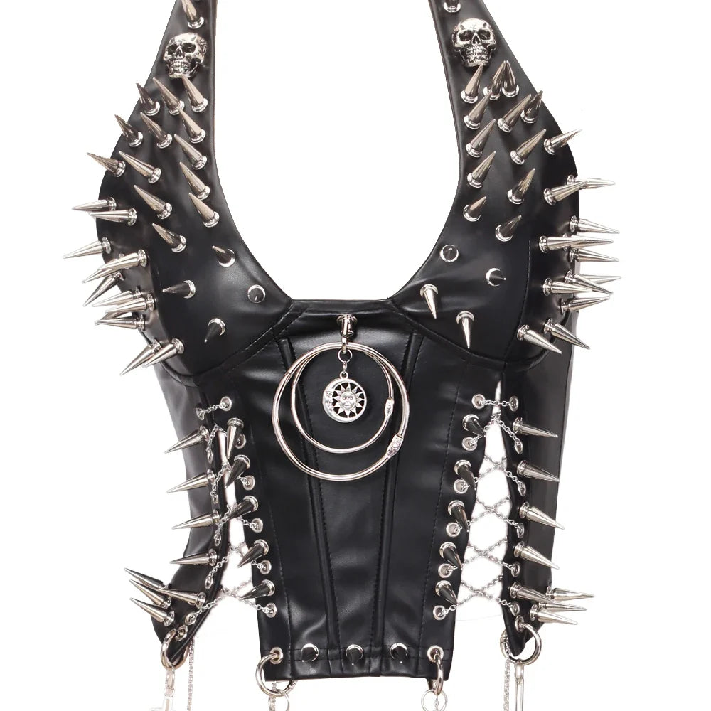 Y2K Gothic Spiked Tank Top - Punk Rock Emo Grunge Festival Style for Women