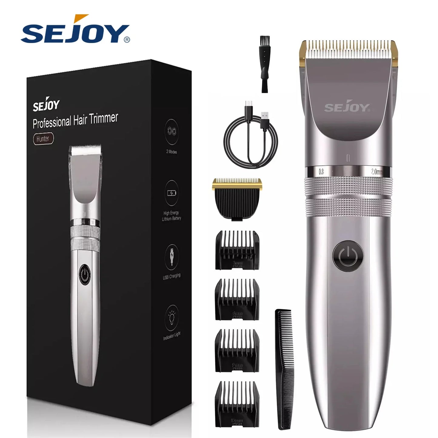 Sejoy Professional Hair Clippers for Men – Cordless Barber Clipper & Rechargeable Beard Trimmer