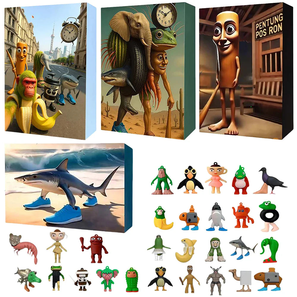 3D Tung Sahur Advent Calendar – 24-Day Mini Figure Countdown Collection & Decoration