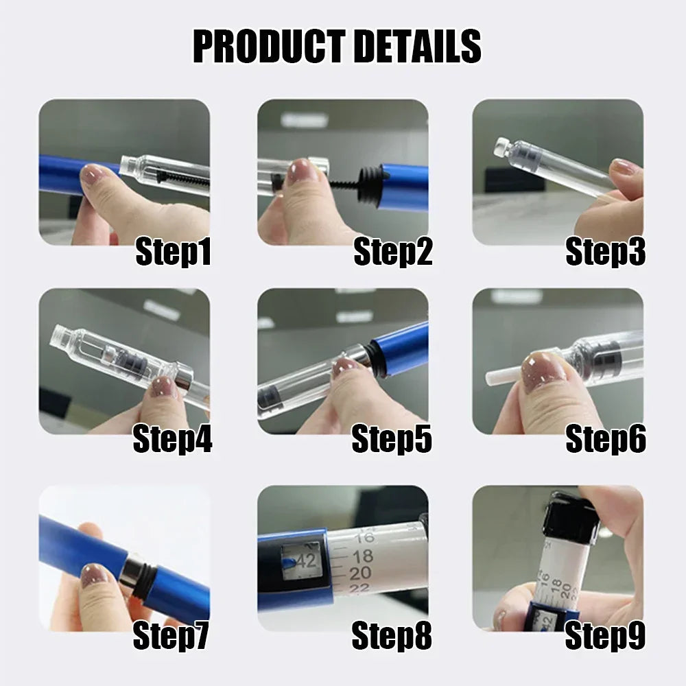 Magic Pen Tattoo Pen 3ml Empty Cartridge Kit — Cassette Bottle for Lilly Insulin Pen, Medical Aesthetic Use, Individually Packaged