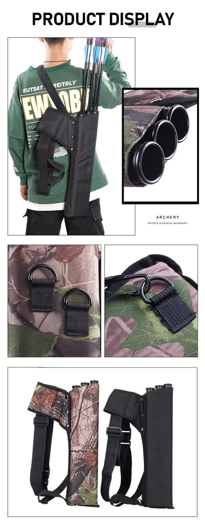 Archery 3-Tube Hip Quiver with Adjustable Belt – Arrow Carry Bag for Hunting & Target Shooting