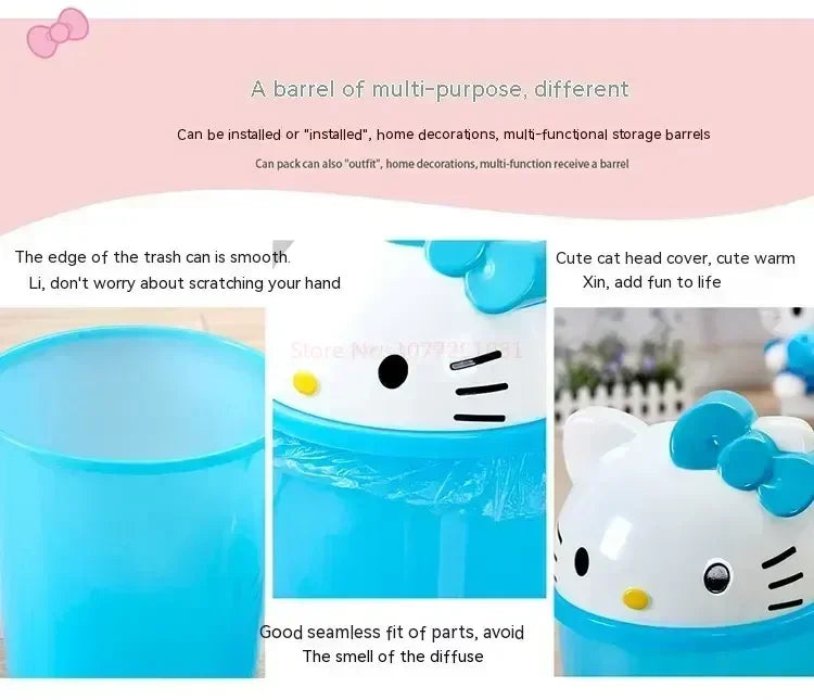 Sanrio Hello Kitty Kawaii Trash Can – Cute Dustbin for Bedroom & Living Room Garbage Disposal
