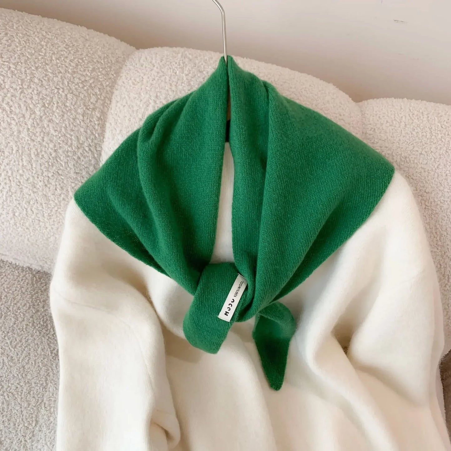 Women’s Wool Triangle Scarf – British Korean Knitted Headscarf & Warm Multi-Functional Wrap