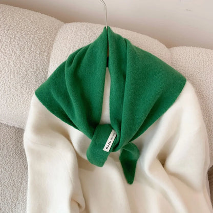 Women’s Wool Triangle Scarf – British Korean Knitted Headscarf & Warm Multi-Functional Wrap