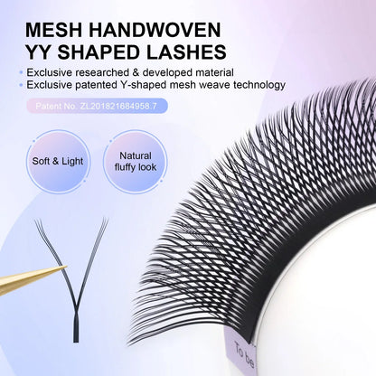 NAGARAKU YY-Shape Eyelash Extensions – Double & Triple Split Tips, Interlaced Root Lashes