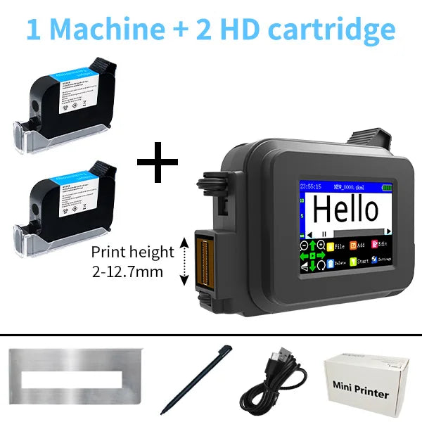 Iottim 12.7mm Mini Portable Inkjet Printer – Handheld Date, QR Code, Logo & Batch Number Printer for Small Business Labeling