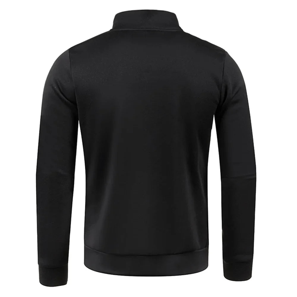 Men's Thicker Half-Zipper Pullover Sweatshirt - Solid Color Turtleneck Hoody for Spring and Autumn Outdoor Wear