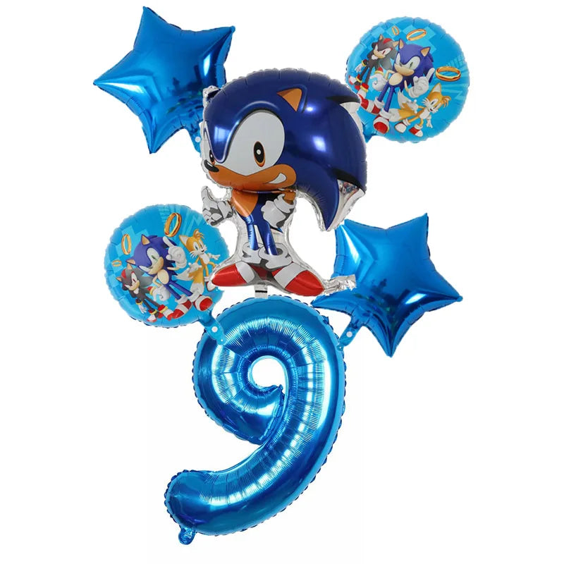 Sonic Cartoon Party Supplies Set – Disposable Tableware with Plates, Cups, Napkins & Balloons for Boys’ Birthday & Baby Shower Decor
