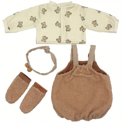 Brown Bear Suspender Pants Suit for 22-inch (55cm) NPK Silicone Dolls – Doll Clothes Outfit