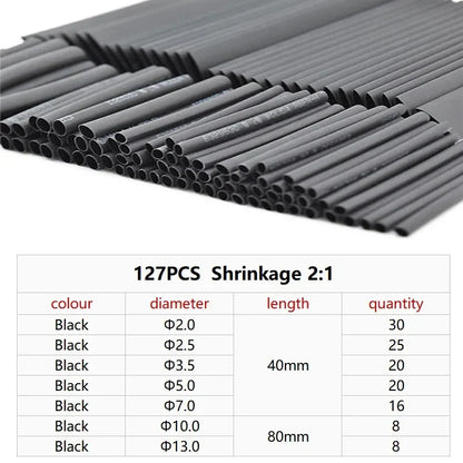 127/164/280/560PCS Heat Shrink Tubing Kit - 2:1 Insulation for Electrical Wire & Cable Connection