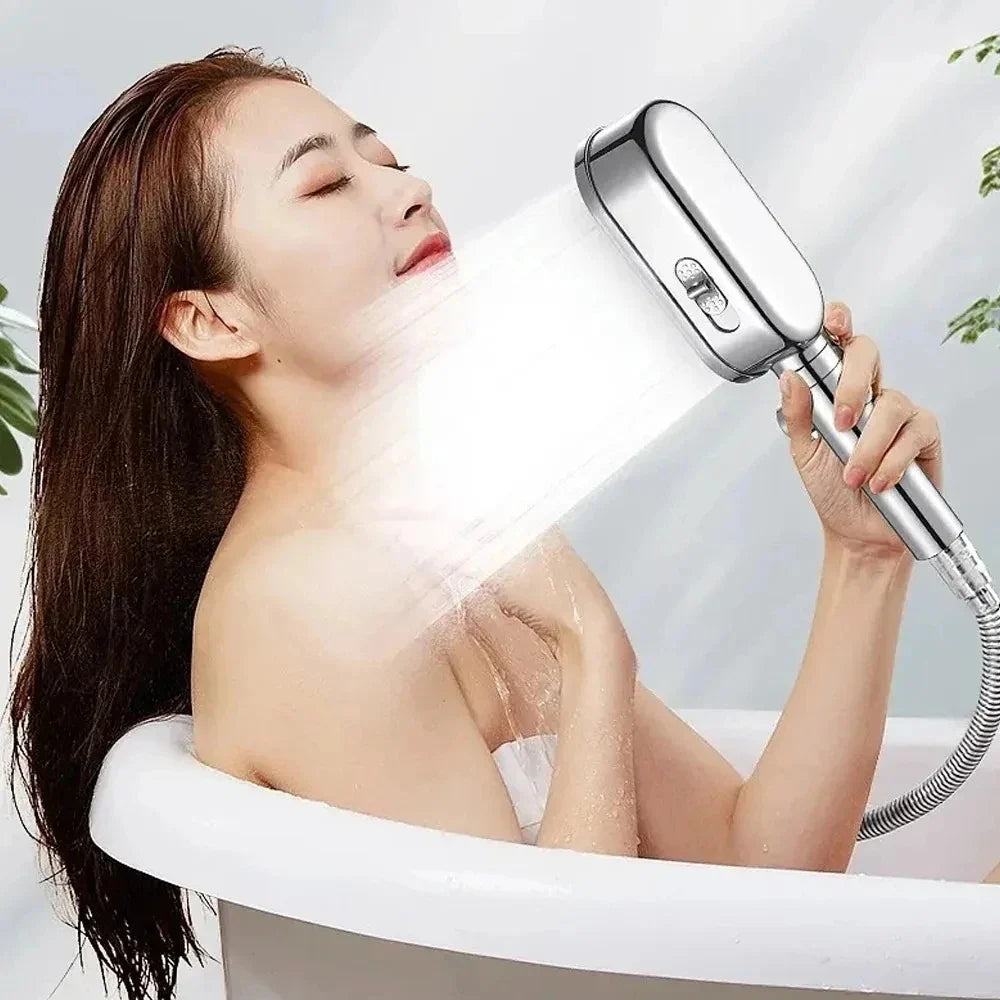 New High Pressure Shower Head Set – 3 Modes Adjustable Spray with Massage Brush, Filter & Rain Shower Hose for Bathroom