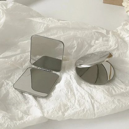 Portable Stainless Steel Makeup Mirror – Foldable Handheld Cosmetic Mirror for Women, Various Shapes
