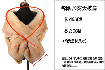 32-Color Luxury Faux Fox Fur Shawl – Women’s Plush Winter Scarf, Wrap & Cape for Wedding & Coat