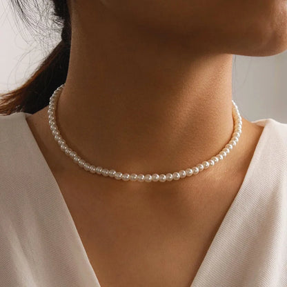 Simple Imitation Pearl Necklace – Adjustable Elegant Irregular Beads, Trendy Jewelry for Women, Girls, Date, Wedding & Party Gift