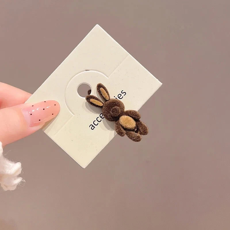 Cute Cartoon Bear & Rabbit Hair Clips - Adorable Animal-Shaped Side Duckbill Clips for Girls