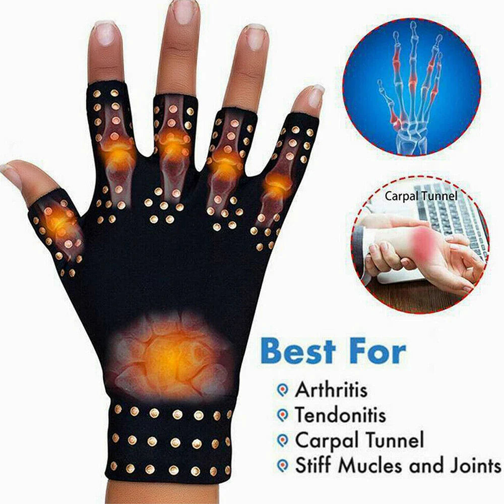 Magnetic Fingerless Arthritis Therapy Gloves – Pain Relief for Men & Women with Joint & Rheumatoid Hand Pain