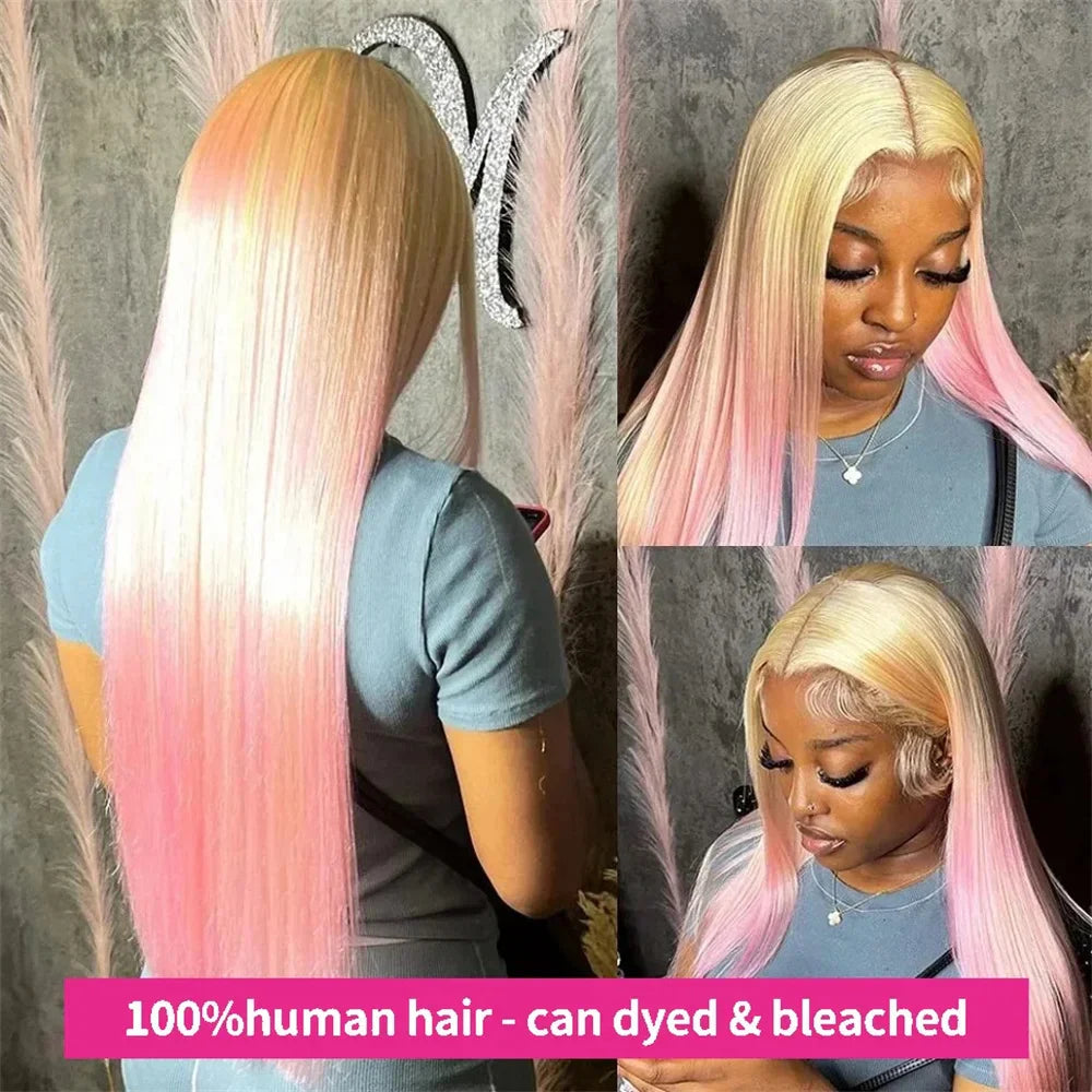 220 Density Straight Blonde 613 HD Lace Frontal Wig – 13x6/13x4 Brazilian Human Hair Colored Wig for Women