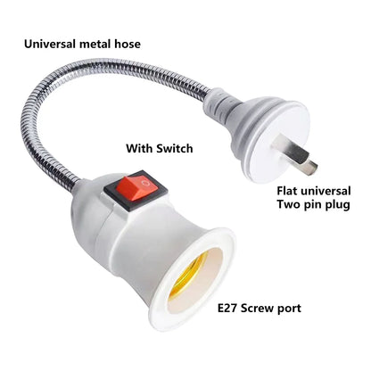 Convenient Lighting Solution: Direct Plug Swivel Lamp Head with E27 Large Screw Lamp Holder - Universal Hose Type with Switch for Versatile Use