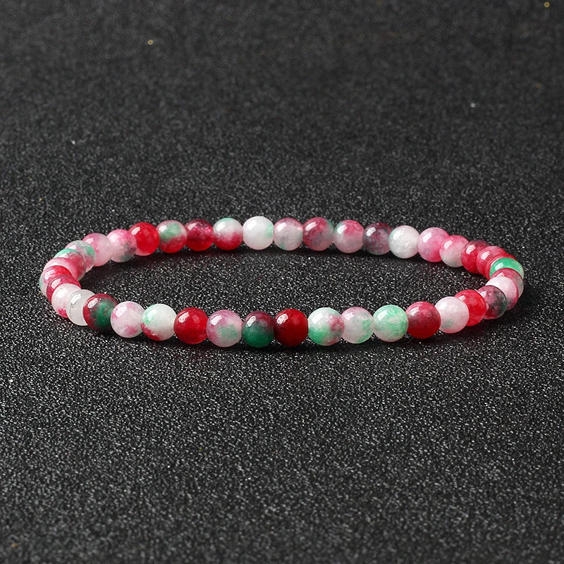4mm Natural Stone Bead Stretch Bracelet for Men & Women – Agate Lava Handmade Reiki Crystal Jewelry